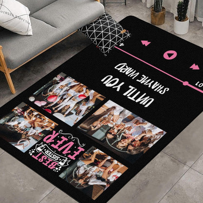 Personalized Family Name Initials Monogram Pink Rug, Shining Butterfly Printed Carpets for Girls Kids Butterfly Theme Living Room Indoor Bedroom Decor 5'×7' Soft Polyester Yoga Mat