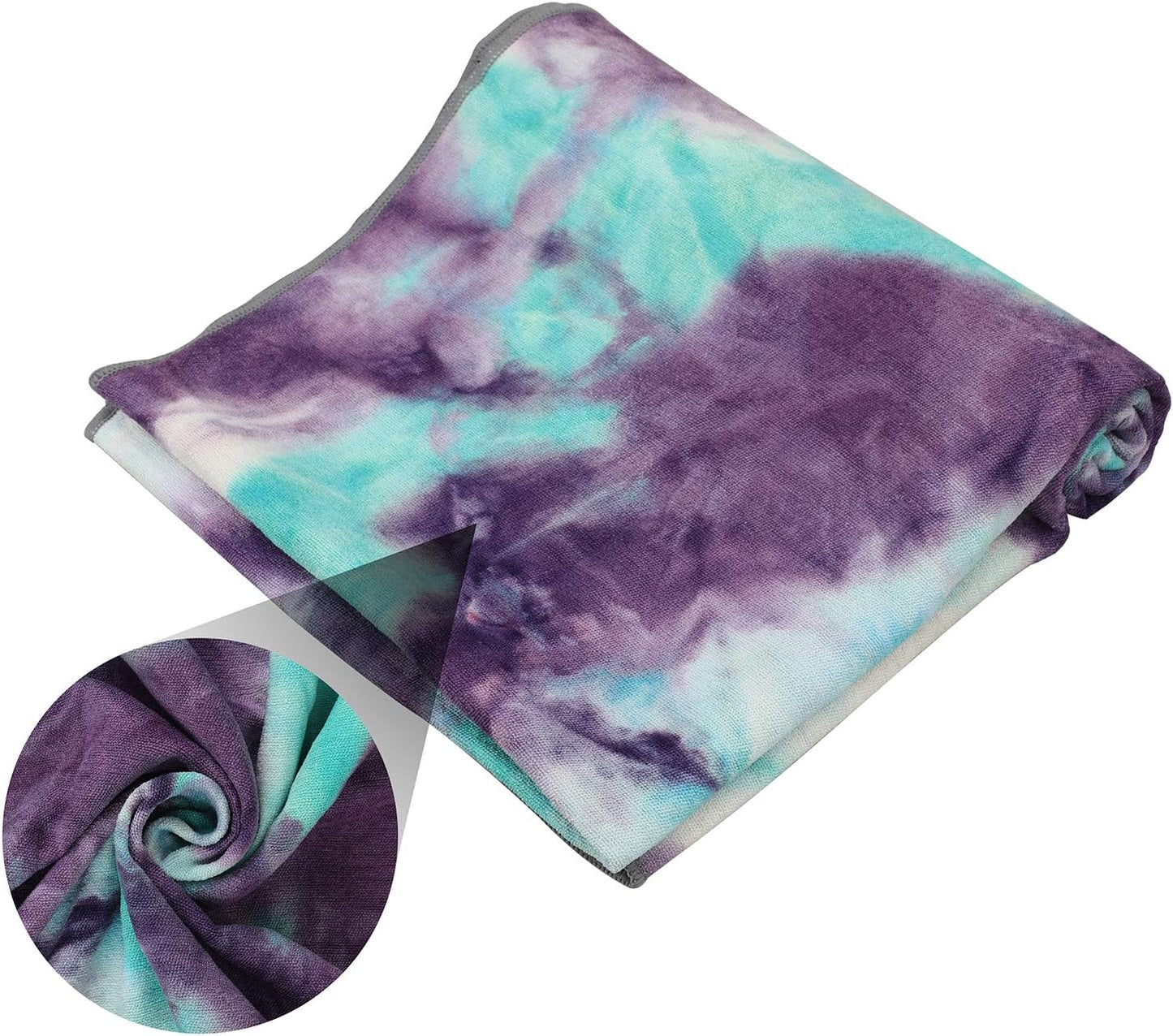 Yoga Towels , Non Slip Hot Yoga Towel Skidless Waffle Texture, 100% Absorbent Odorless Microfiber Yoga Blanket, Standard Sized 24 inchx72 inch Mat Towel,for Hot Yoga, Bikram, Pilates (Green & Pink)