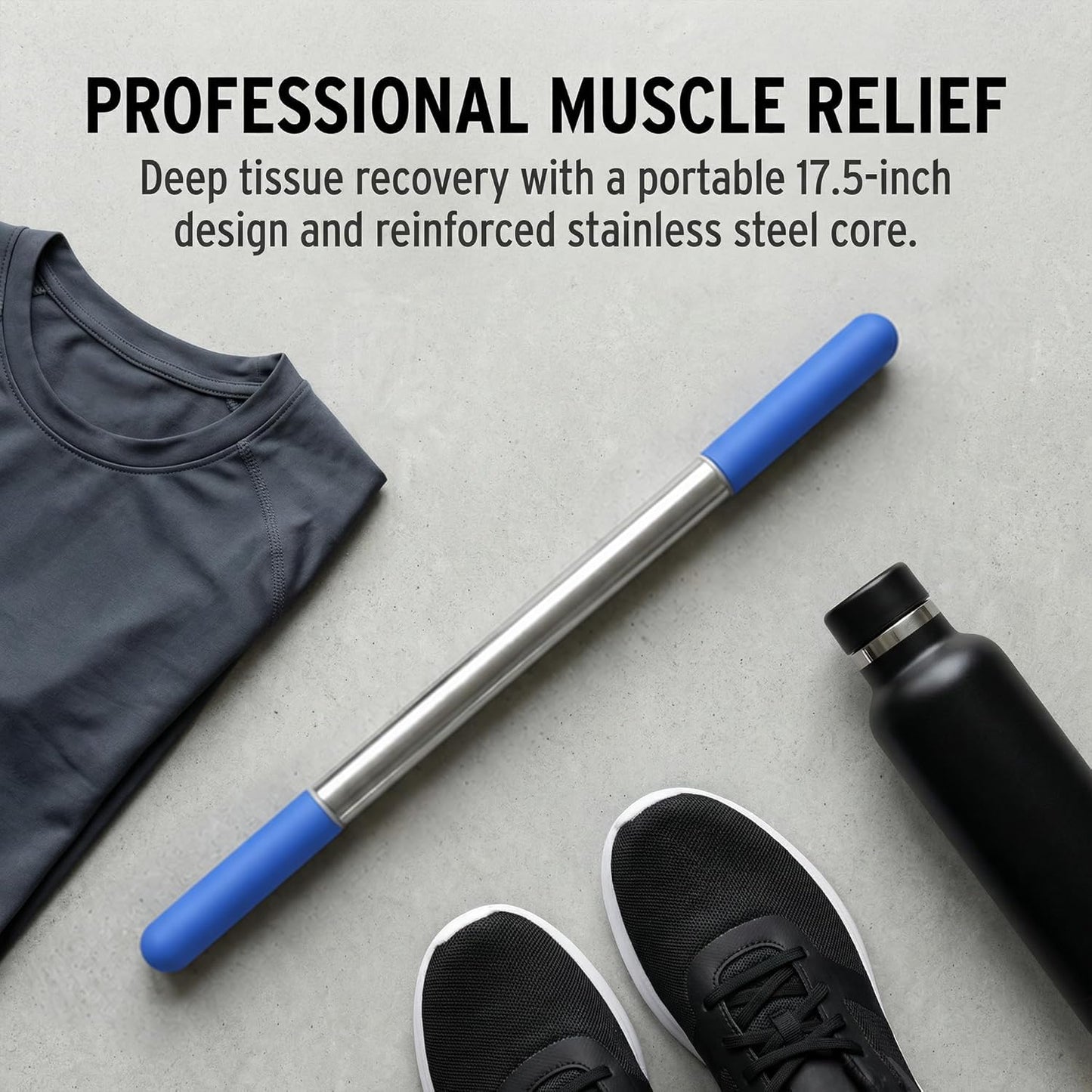 Muscle Roller Stick for Deep Tissue Massage & Myofascial Release | Cold Therapy Roller for Back, Legs, Arms, Shoulders | Massage Roller Stick (Black)