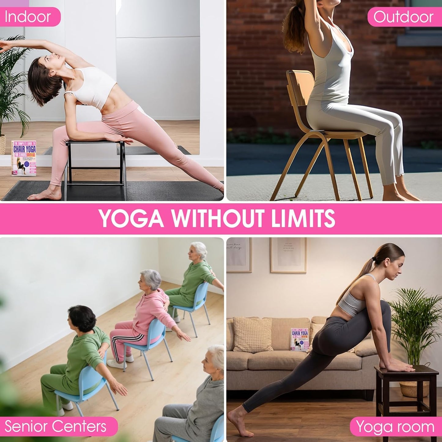 Karlaris Chair Yoga for Seniors Over 60,Chair Yoga Book & Chart,Guided Exercises for Seniors,Adults,Office Workers,With Black Marker,Yoga Chart for Increase Energy & Flexibility