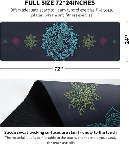 nuveti Printed Travel Yoga Mat-1/16 Inch Thick Non Slip Fitness Workout Mat with Carrying Bag, Foldable Lightweight Suede & Natural Rubber Yoga Mat for Yoga Pilates and Fitness 72" L x 24" W x 1.5mm