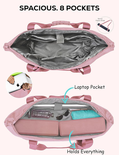 Yoga Mat Carrier: Extendable, Built-In Mat Straps & Laptop Pocket. Carry All Yoga Gym Work Accessories. Large Yoga Gym Tote Bag for Women & Men