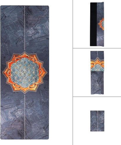 Yvonne Breeze Travel Yoga Mat – 1/16" (1.5mm) Thin, Lightweight, Foldable & Non-Slip – Natural Rubber & Suede – Portable & Eco-Friendly for Hot Yoga, Pilates & Fitness + Free Carrying Strap