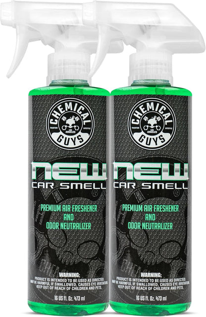 Chemical Guys New Car Smell Air Freshener and Premium Odor Eliminator Refreshes & Neutralizes Odors, Great Car Fresheners for Trucks, SUVs, RVs, and More - 16 oz