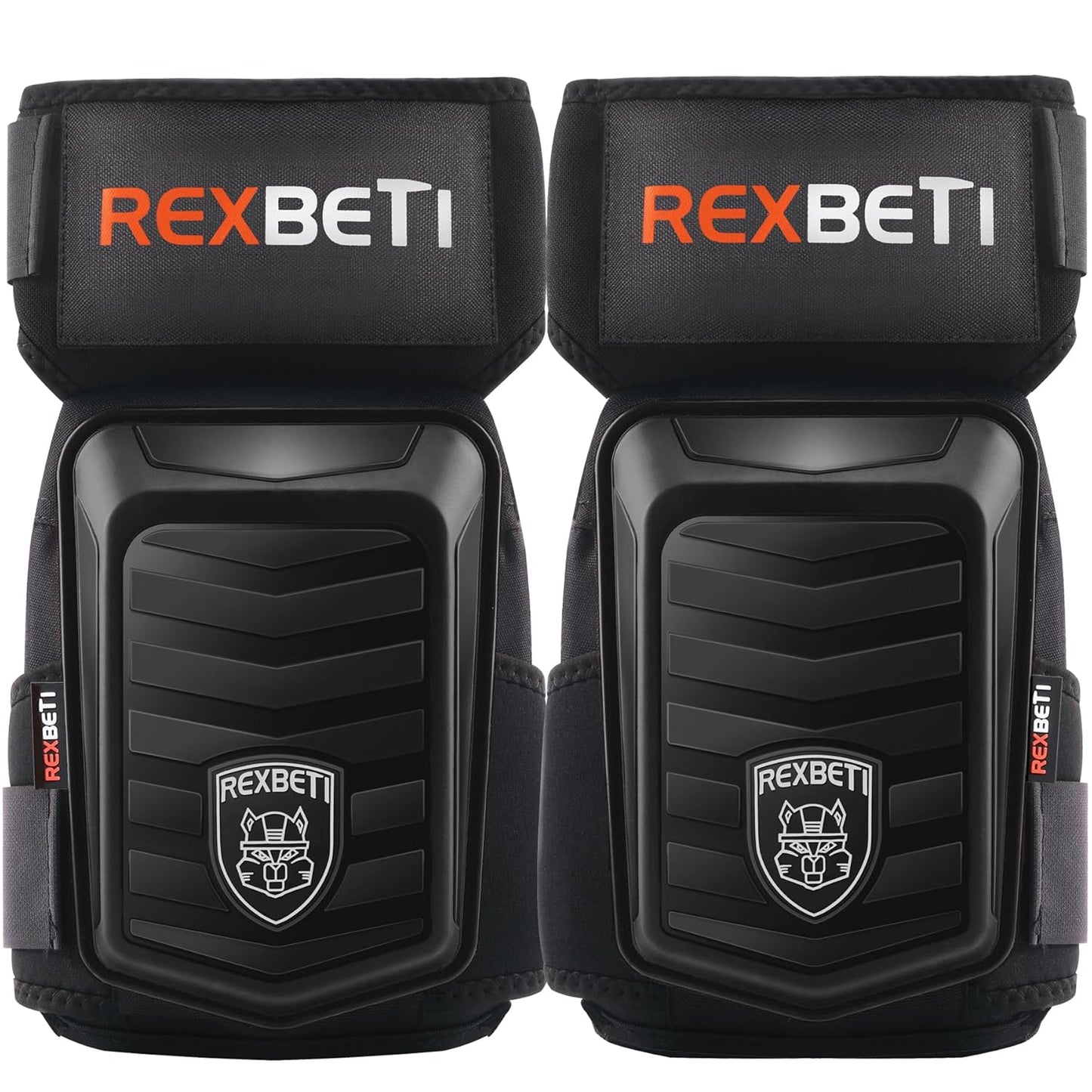 REXBETI Knee Pads for Work, Construction Knee Pads for Men, Heavy Duty Comfortable Anti-slip Foam Gel Knee Pads for Gardening Flooring and Cleaning, Strong Stretchable Straps, Orange