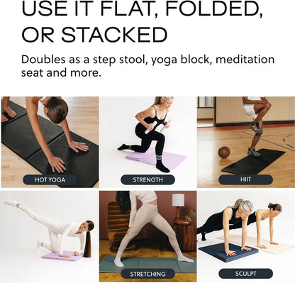 Stakt Foldable Yoga Mat Pro, 2 in 1 with Premium Textured Grip, Non Slip, Folding Exercise and Fitness Mat for Pilates, Strength Training, and High Impact Workouts