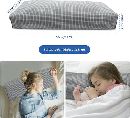 Adjustable Buckwheat Hull Pillow for Neck Pain Relief (21x8x4in) Natural Cooling Cervical Support Organic Pillow for Side & Back Sleepers with Night Sweats (Grey)