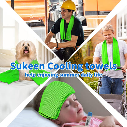 Sukeen [4 Pack Cooling Towel (40"x12"), Soft Breathable Chilly Microfiber Towel for Yoga,Sport,Running,Gym,Workout,Camping,Fitness,Workout & More Activities