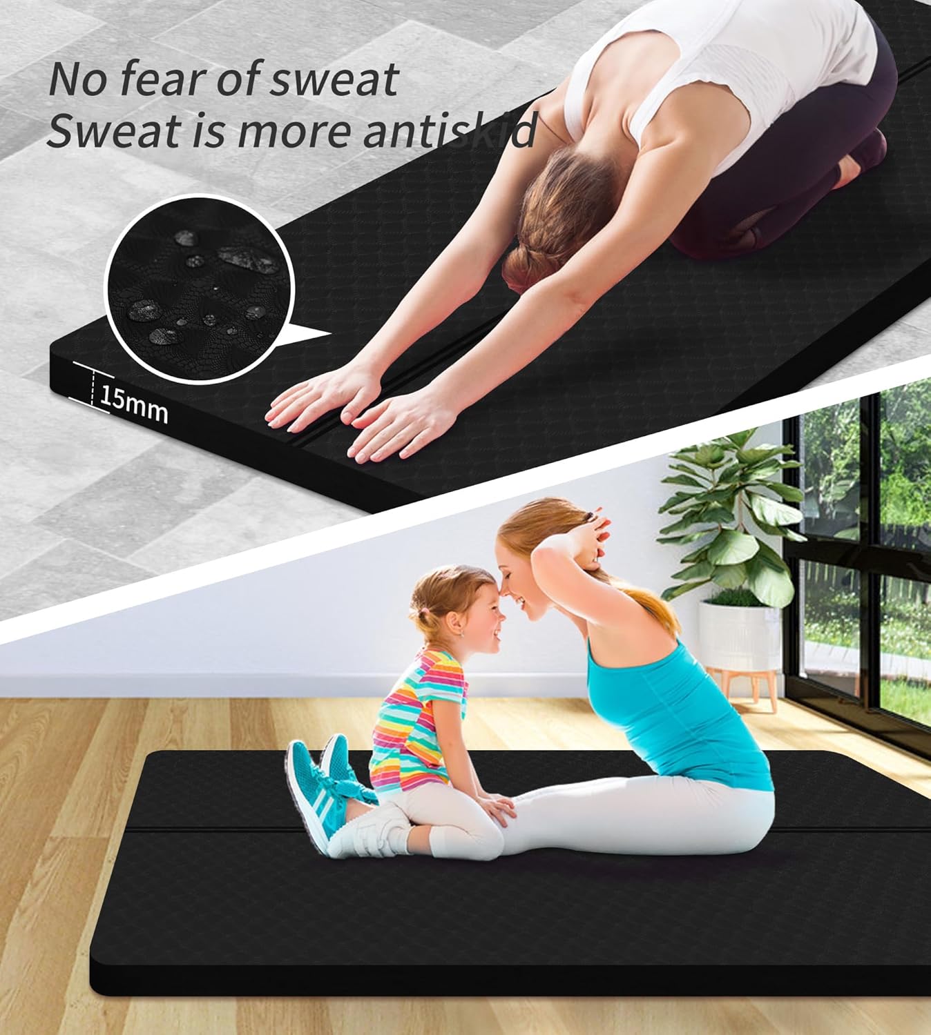 nuveti Large Exercise Mat - 15mm/20mm/30mm Thick Yoga Mat | Workout Mat for Fitness, Yoga, Pilates, Stretching & Floor Exercises for Women & Men with Free Carrying Bag