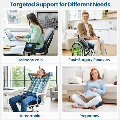 SweetSlubr Large Donut Pillow Seat Cushion for Hemorrhoid Discomfort&Tailbone Pressure, Office Chair Cushion for Long Sitting, Ergonomic Coccyx Pillow for Postpartum Pregnancy, Lifting Cushions, Black