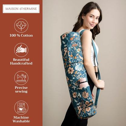 Maison d' Hermine Yoga Mat bag, Cylindrical bag for Woman&Men, yoga mat Bag &Adjustable shoulder straps Yoga Mat Carrier Bag with Drawstring Water Bottle Pocket and zipper pocket Easter Gifts