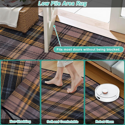Runner Rug Washable 2x6 White Navy Blue Green Tartan Plaid Scottish Texture from Tartan Plaid Non-Slip Hallway Area Rug Indoor Outdoor Home Decor for Entryway Bathroom Kitchen Carpet Yoga Floor Mat
