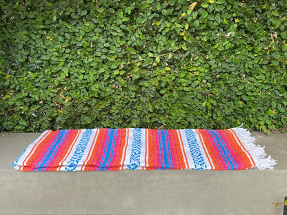 Del Mex Classic Mexican Blanket, Large Authentic Woven Falsa Throw (70"x50"), Artisan Southwest Décor for Beach, Yoga, Outdoors (Lavender)