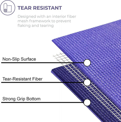 Voyage Yoga Mat, 4 Pack, 72" x 24" Extra Long Exercise Mat, 5mm Thick Bulk Yoga Mats for Schools, Anti-Tear, Non Slip Fitness Mat for Gym or Studio