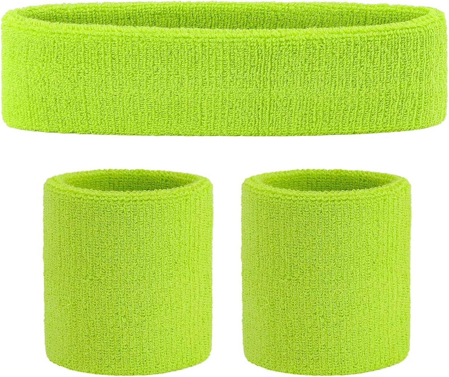 ONUPGO Sweatband Set Sports Headband Wristband Set Sweatbands Terry Cloth Wristband Wrist Sweatband Headbands Moisture Wicking Sweat Absorbing Head Band