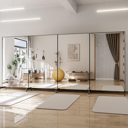 Full Length Floor Mirror with Wheels, Super Lightweight Glassless Shatterproof Film Mirror, Rolling Mirror for Home Gym, Dance Studio, Yoga Room, 67×20Inch, White