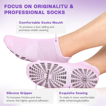 unenow 5 Pairs Pilates Socks for Women Non Slip Socks with Grips for Yoga Hospital Barre Barefoot
