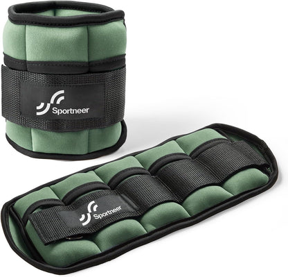 Sportneer Adjustable Ankle Weights Set - 1 Pair (2-10 lbs) Removable Sandbags for Women & Men, Comfortable Neoprene Leg Weights for Walking, Running, Pilates, Yoga, Home Workout & Physical Therapy