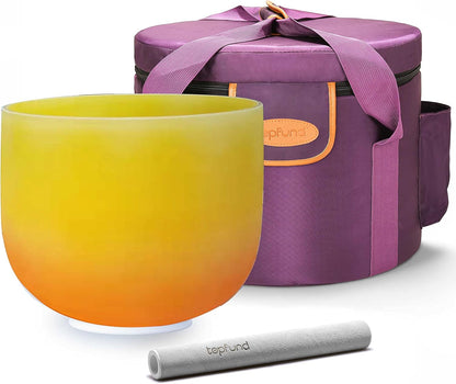 TOPFUND Pink Purple F Note Crystal Singing Bowl Heart Chakra 8 inch with Suede Mallet
