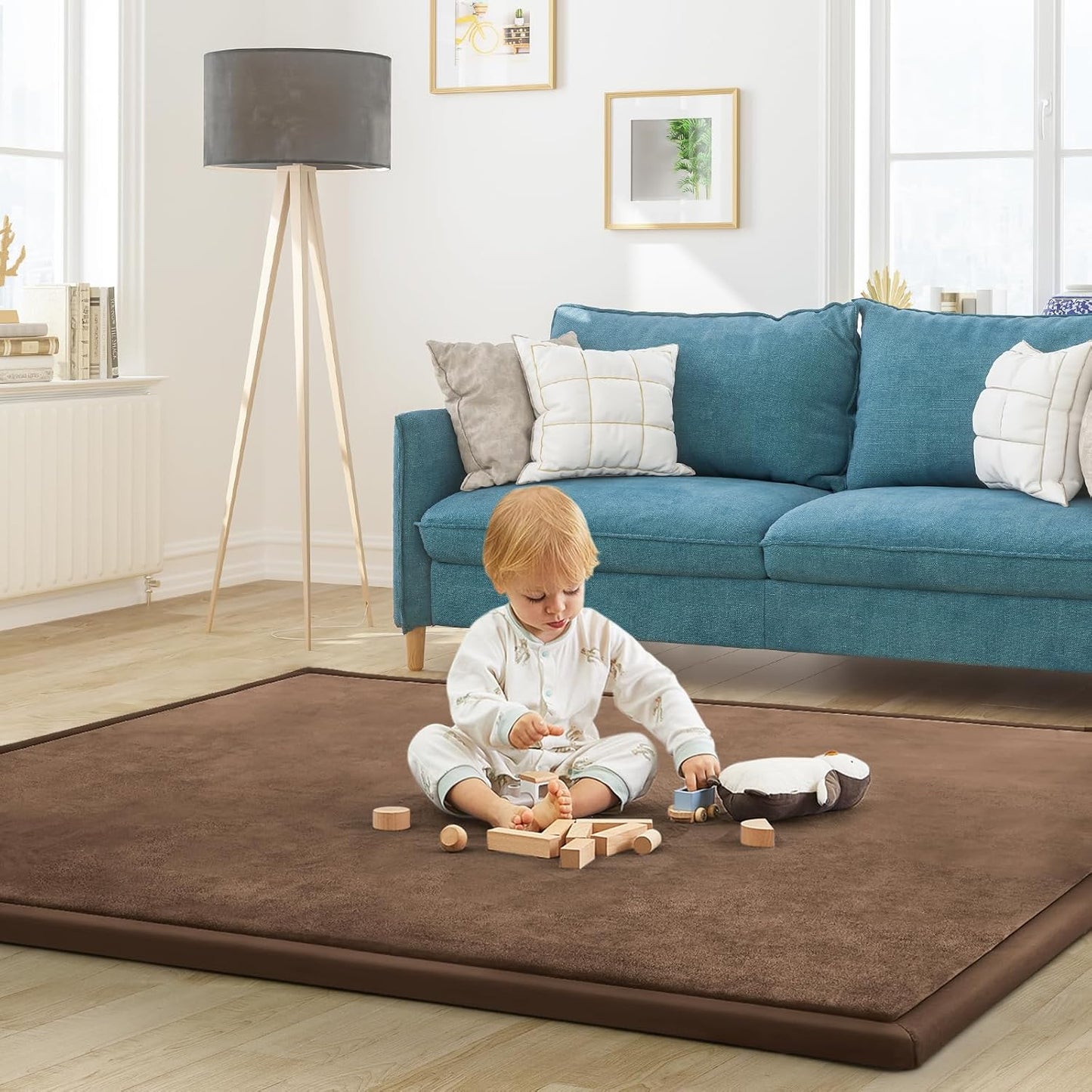 Baby Play Mat for Floor Nursery Rug Muscle Mat Area Rug Playroom Rug 79"x110" Playpen Mat Memory Foam 1.3" Thick Crawling Mat For Babies,Toddlers, Infants, Kids,Grey