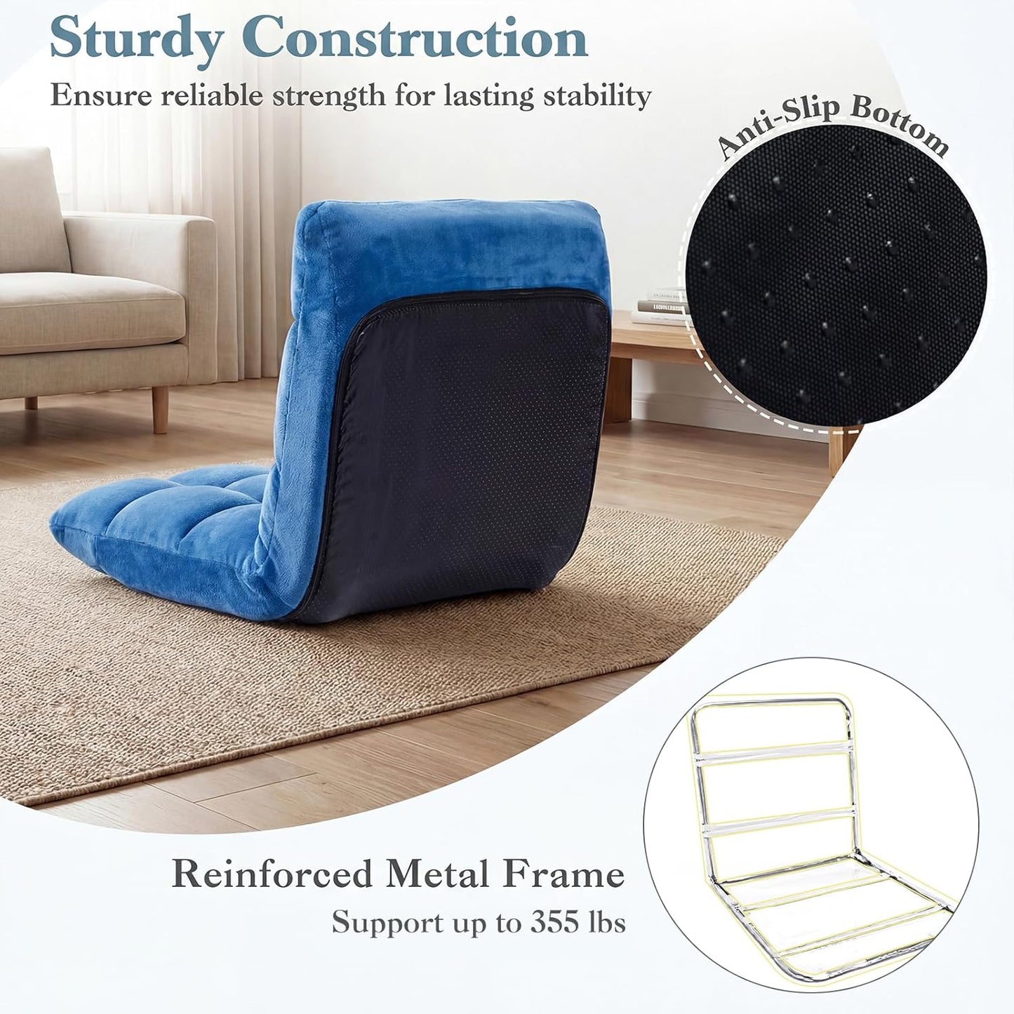Giantex Folding Floor Chair with Back Support, 14 Adjustable Position, Padded Sleeper Bed, Couch Recliner, Gaming Floor Chairs for Adults, Meditation, Living Room (TAN)