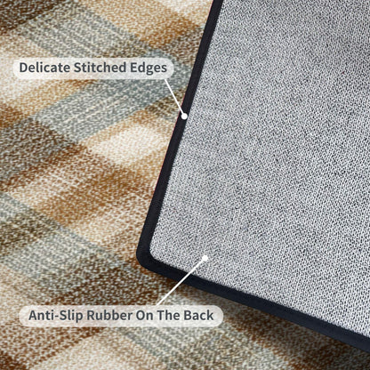 Runner Rug Washable 2x6 White Navy Blue Green Tartan Plaid Scottish Texture from Tartan Plaid Non-Slip Hallway Area Rug Indoor Outdoor Home Decor for Entryway Bathroom Kitchen Carpet Yoga Floor Mat