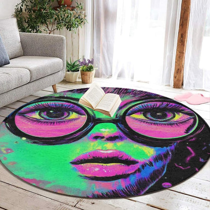 Machine Washable Modern Round Area Rug, Room Sofa Yoga Soft Round Carpet, Home Decor Non Slip Kitchen Office Circle Rug Union Jack Flag UK Mandala Art, 60inch