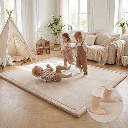 Baby Play Mat for Floor,1.3" Thick Memory Foam Tummy Time Mat,Soft Coral Velvet Nursery Rug,Large Non Slip for Crawling,Toddlers,Infants,Kids,Yoga & Tatami Style for Living Room(Dark Gray)