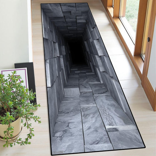 Runner Rug Washable 2x8 3D Optical Illusion Colorful Realistic Stone Blocks Symmetrical Non-Slip Hallway Area Rug Indoor Outdoor Home Decor for Entryway Bathroom Kitchen Carpet Yoga Floor Mat