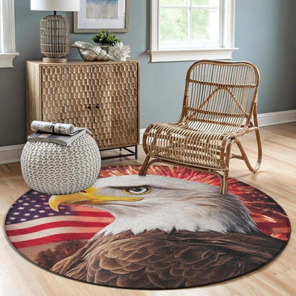 Machine Washable Modern Round Area Rug, Room Sofa Yoga Soft Round Carpet, Home Decor Non Slip Kitchen Office Circle Rug Union Jack Flag UK Mandala Art, 60inch