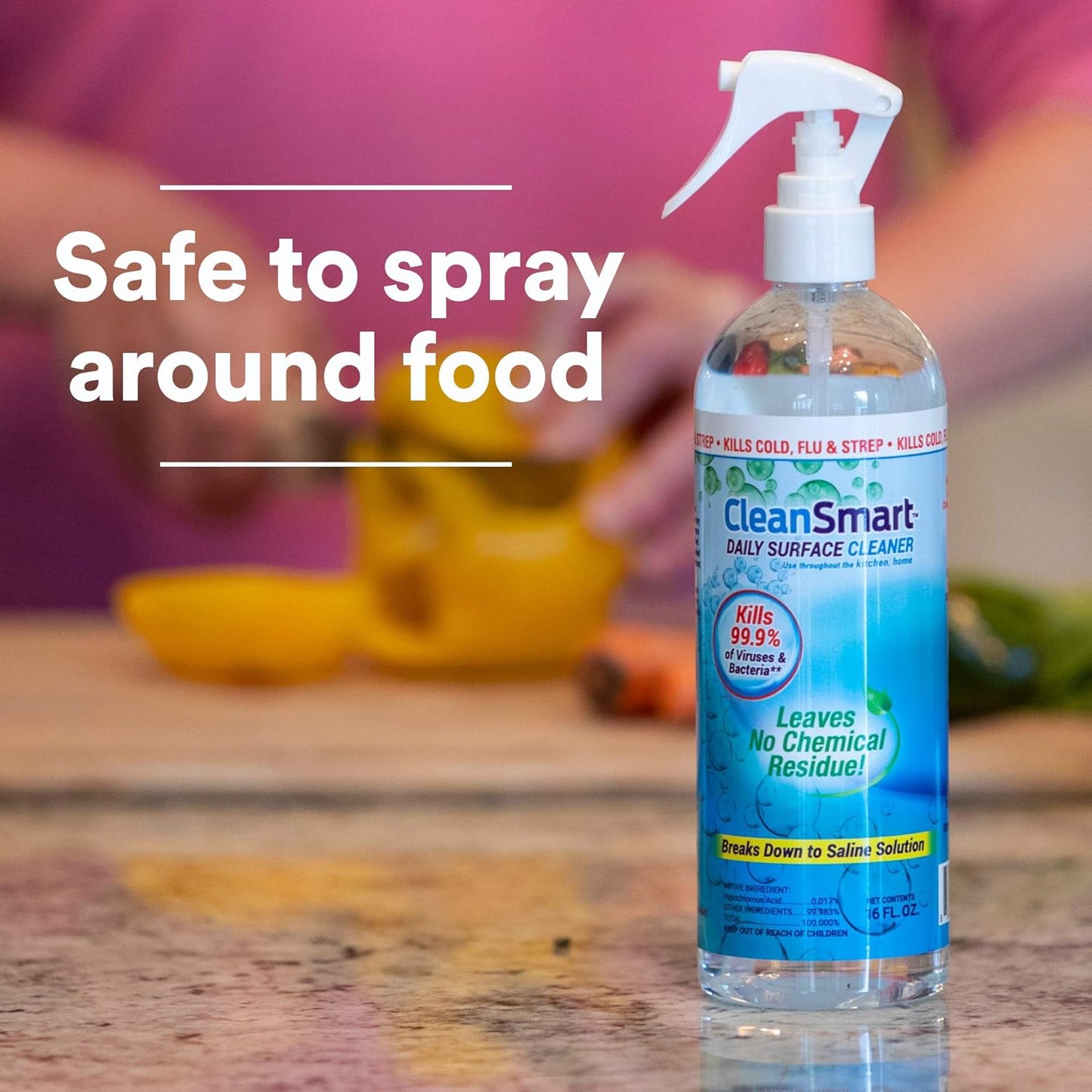 CleanSmart Daily Surface Cleaner and Pet-Safe Disinfectant, Kills 99.9% of Viruses, Bacteria, 23 ounce Bottle (Pack of 2)