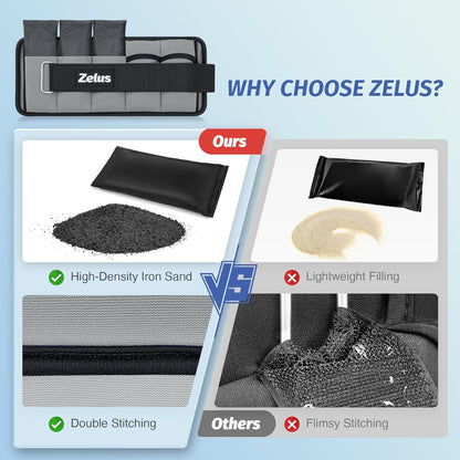 ZELUS 1 Pair Adjustable Ankle Weights, 2 4 6 8 10 lb Modularized Leg Weight Straps for Women Men, Weighted Ankle Weight Set with Removable Sandbags, 1-5 lb per Ankle Strap for Gym Yoga Jogging Walking