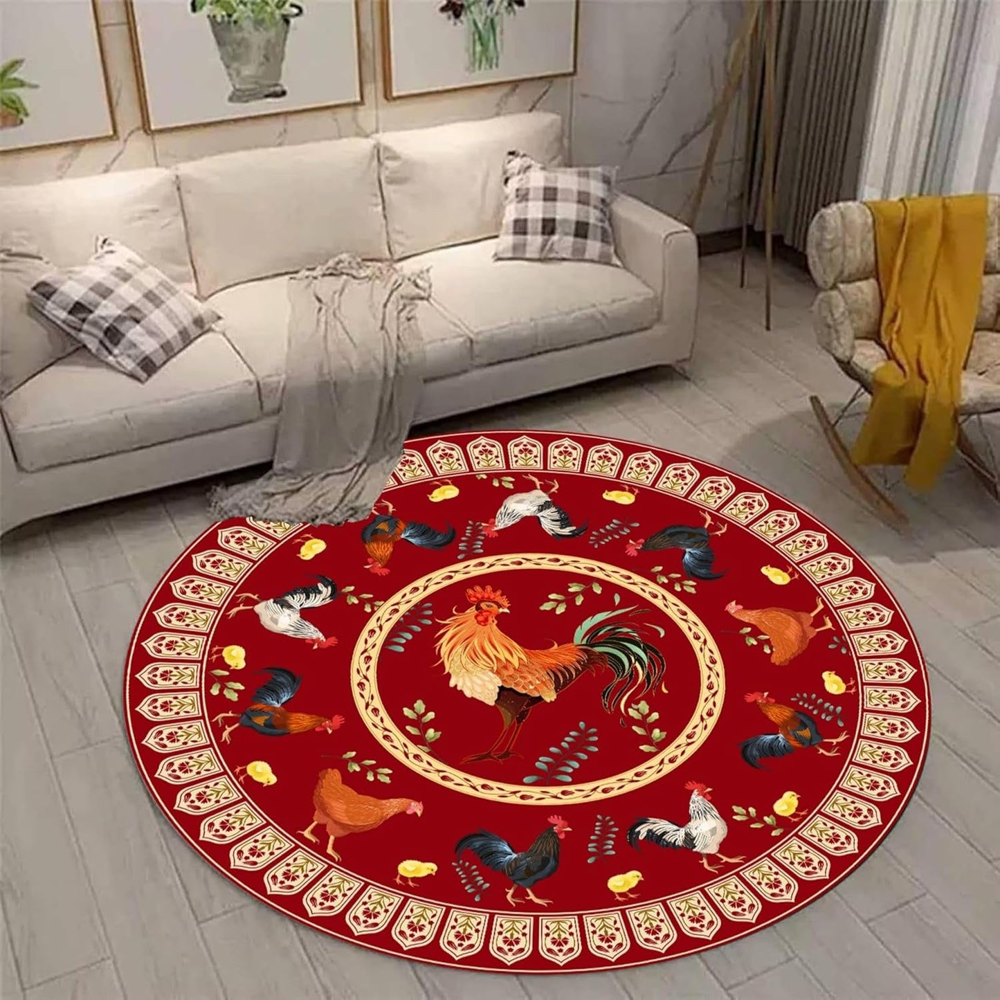 Black Snake Round 4ft Area Rug Wild Serpent Snakeskin Black Circle Rug Gothic Non-Slip Floor Mat for Bedroom Living Room Study Playing Round Yoga Mat Washable Carpet
