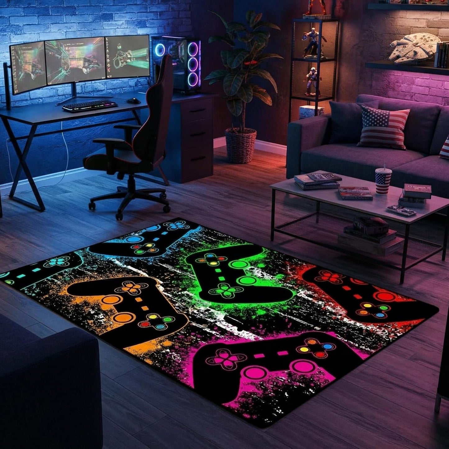 Game Controller Rugs for Bedroom Boys Living Room Gamer Gamepad Red Carpets Floor Mat Player Indoor Mats Gaming Art Design Home Decor Crystal Doormat Yoga Mats 3'x5'