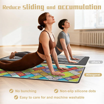 Yoga Mat Towel,Hot Yoga Towel High-Definition Pattern,Machine Washable with Ultra-Absorbent Yoga Towels for Hot Yoga Non Slip for Fitness,Exercise,Pilates,72 x 27 in,Pink and Green Gradient