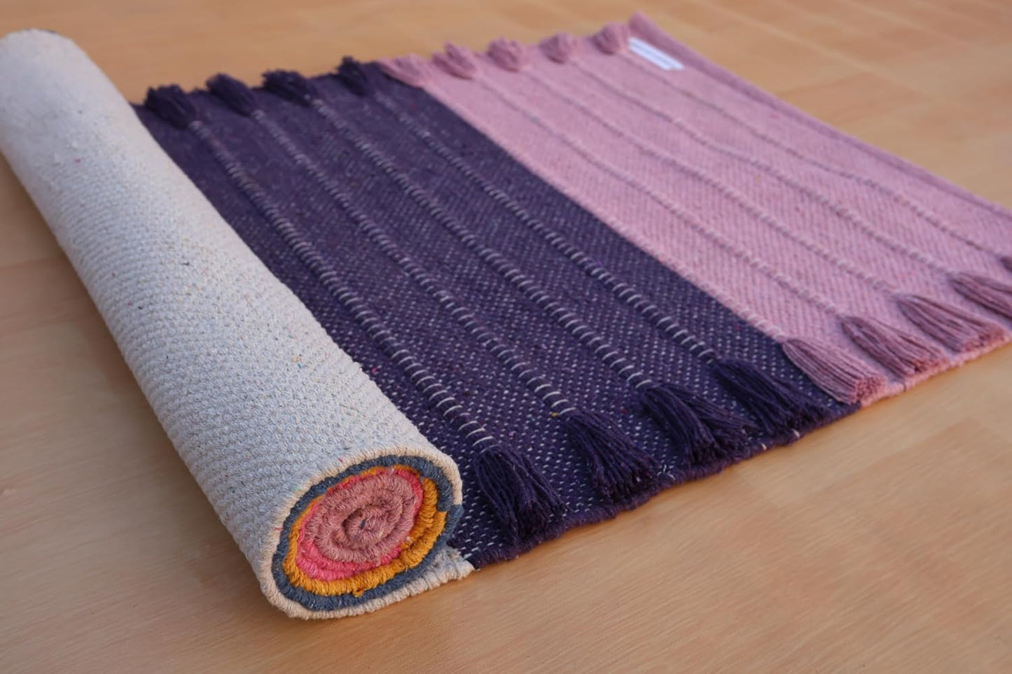 Jaipur Art & Rugs Cotton Yoga Rug - Eco-Friendly Hand-Woven Thick Mat (24”x72”x5mm) for Everyday Fitness at Home - Comfortable & Extra-Long - Colors B