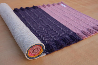Jaipur Art & Rugs Cotton Yoga Rug - Eco-Friendly Hand-Woven Thick Mat (24”x72”x5mm) for Everyday Fitness at Home - Comfortable & Extra-Long - Colors B