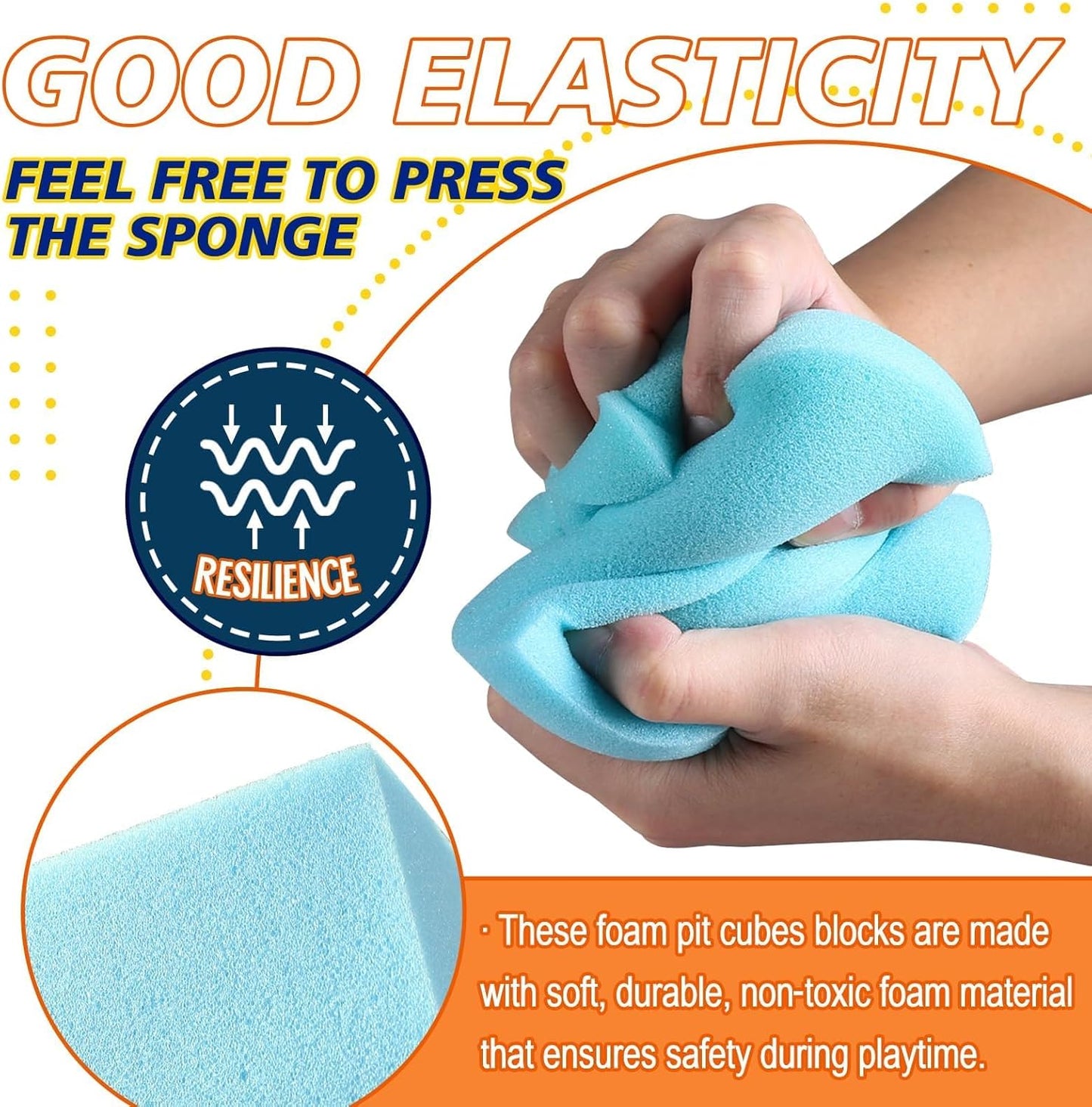 Foam Pit Blocks Foam Padding Sponge Pit Cubes Sponge Blocks for Amusement Park Gymnastics Freerunning and Parkour Courses - 24PCS 5" x 5" x 5" (Dark Blue)