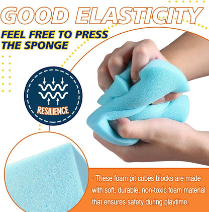 Foam Pit Blocks Foam Padding Sponge Pit Cubes Sponge Blocks for Amusement Park Gymnastics Freerunning and Parkour Courses - 24PCS 5" x 5" x 5" (Dark Blue)