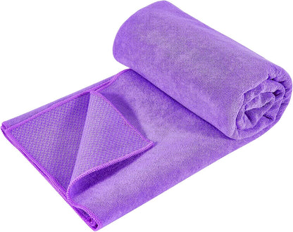 Hot Yoga Towel with Grip Dot, Non Slip Sweat Absorbent Microfiber Yoga Mat Towels for Hot Yoga, Pilates, Fitness and Workout 72inch x 24inch