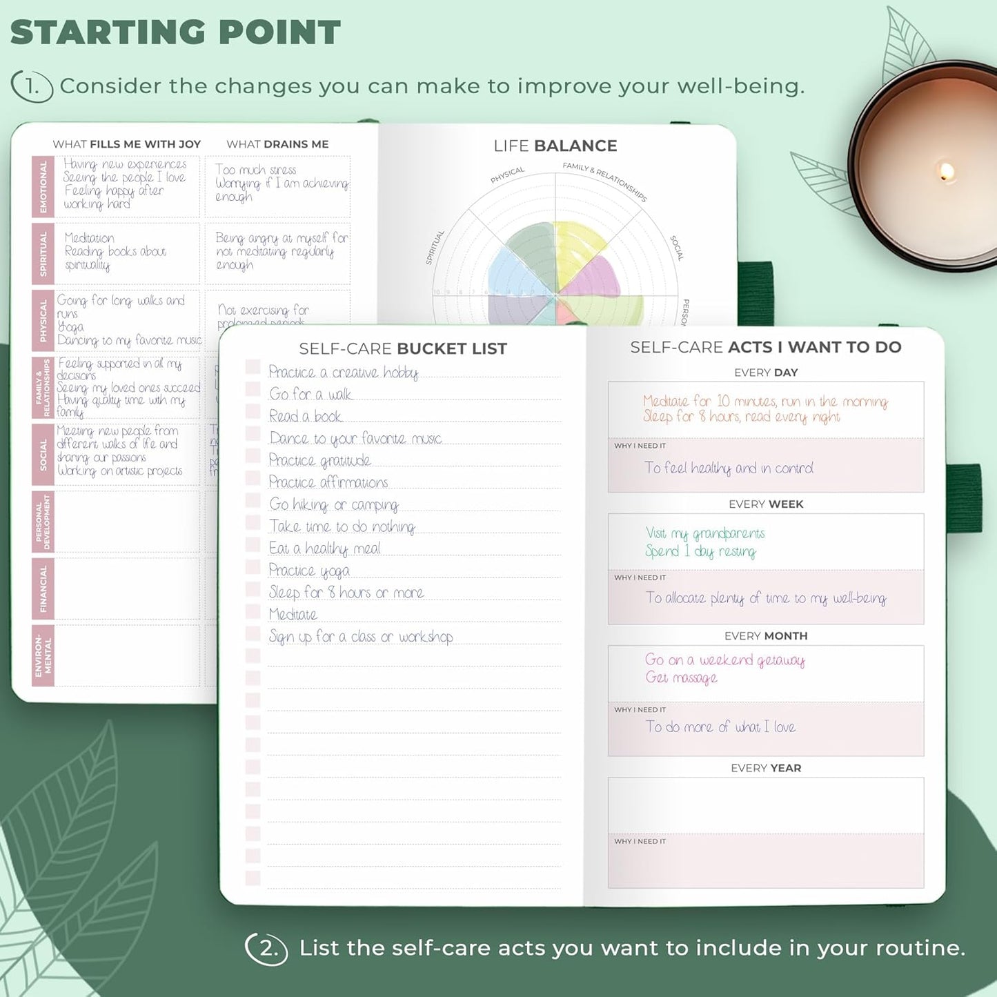 Clever Fox Self-Care Journal – Daily Reflection Notebook – Mental Health & Personal Development Planner, Meditation & Mood Log, A5 (Turquoise)