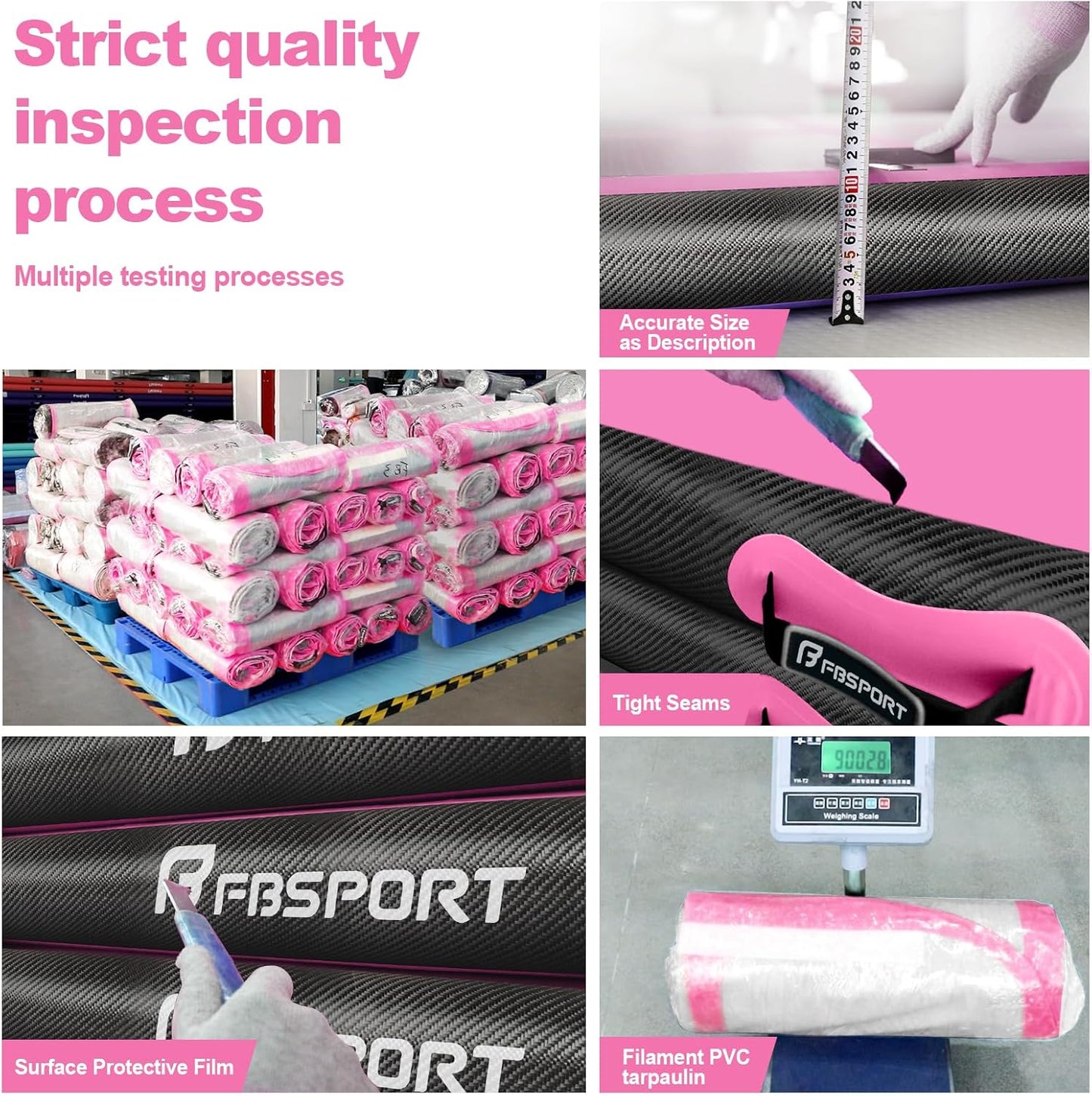 FBSPORT Inflatable Air Gymnastics Mat Training Mats 4/8 inches Thickness Gymnastics Tracks for Home Use/Training/Cheerleading/Yoga/Water with Pump