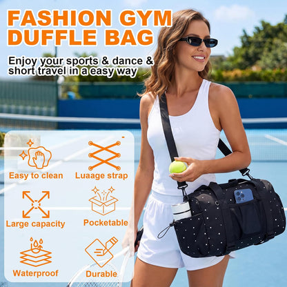 LEDAOU Small Gym Bag for Women, Mini Duffle Bag with Yoga Mat Holder Lightweight Carry On Sports Bag with Separate Shoe Pocket and Wet Pocket Duffel Bags Dance Yoga Workout Bag (Pink)