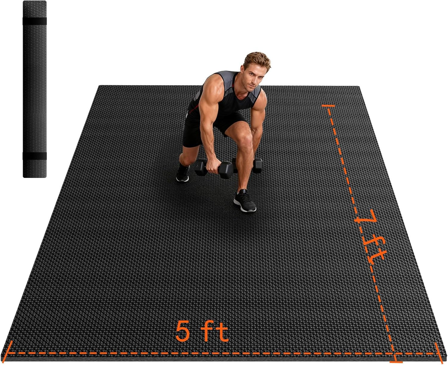 VTORY 7mm Large Workout Mat 7×5 ft – Extra Large Wide Yoga Mat & Pilates Mat Thick, Non-Slip Exercise Mat for Home Gym, Home Workout, HIIT, Strength, Stretching