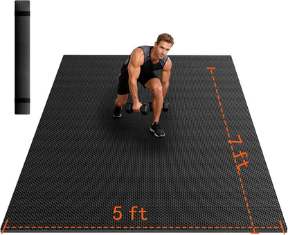 VTORY 7mm Large Workout Mat 7×5 ft – Extra Large Wide Yoga Mat & Pilates Mat Thick, Non-Slip Exercise Mat for Home Gym, Home Workout, HIIT, Strength, Stretching