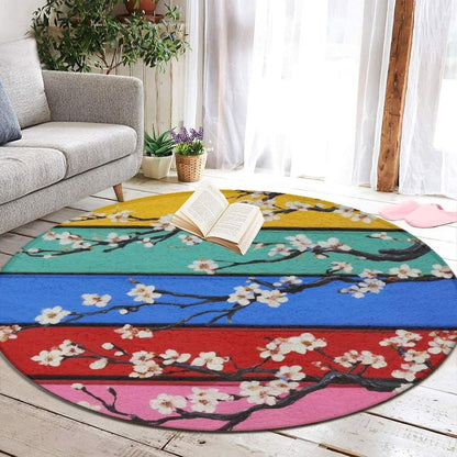 Room Sofa Yoga Soft Round Carpet, Home Decor Non Slip Kitchen Office Circle Rug, Machine Washable Modern Round Area Rug Beach Turtles, 60inch