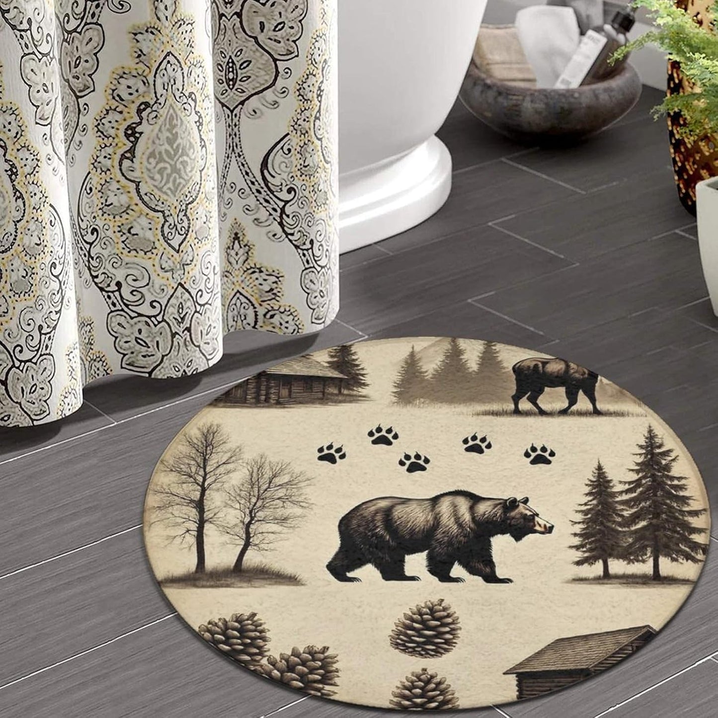 Large Home Decor Mat, Soft Round Yoga Carpet, Non Slip Machine Washable Home Office Circle Rug Gothic Witchy Sun Moon Mushroom Moth