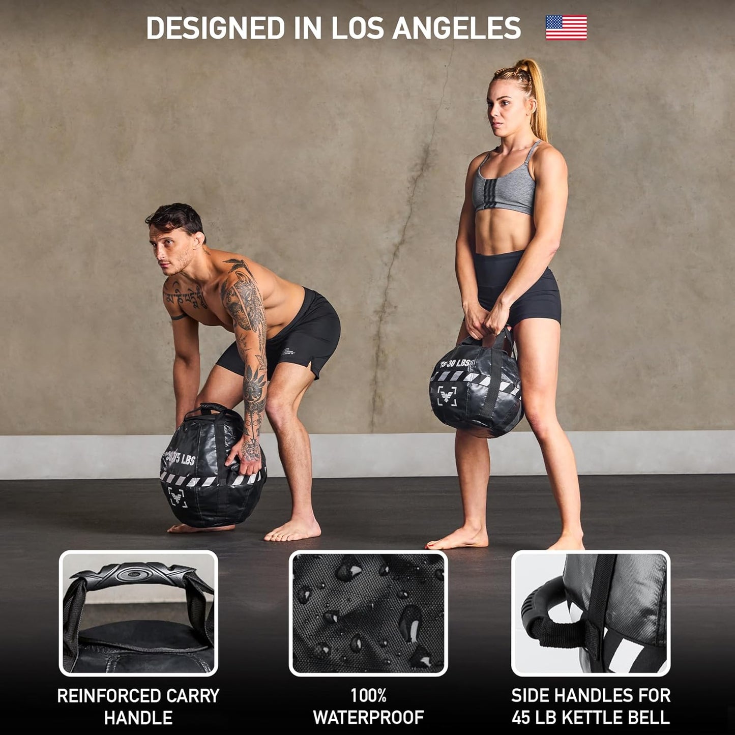 Elite Kettlebell Sandbag - Heavy Duty Sand Weights Bag for Cross Training, Strength Training, Workout, Functional Fitness, Adjustable Weight, Durable Training Equipment for Home & Gym (UN-FILLED)