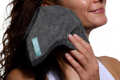Facesoft Yoga Towel - Infused with Activated Charcoal to Detoxify and Sweat - Made with Eco-Friendly Aqua-Cotton Yarn - Biodegradable and Sustainable - All Ages