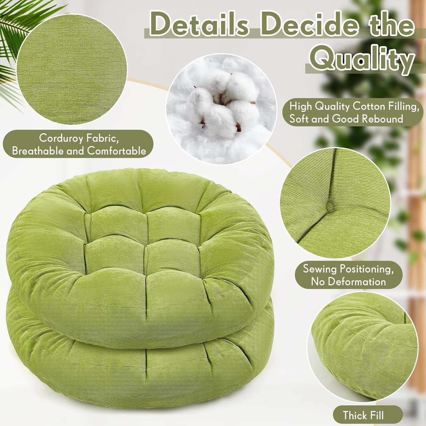 Jerify Floor Pillow Cushions Large Round Square Large Meditation Floor Pillow for Classroom Adult Meditation Picnic Party Seating Learning Daycare School(Square,Mixed Colors,4 Pcs)